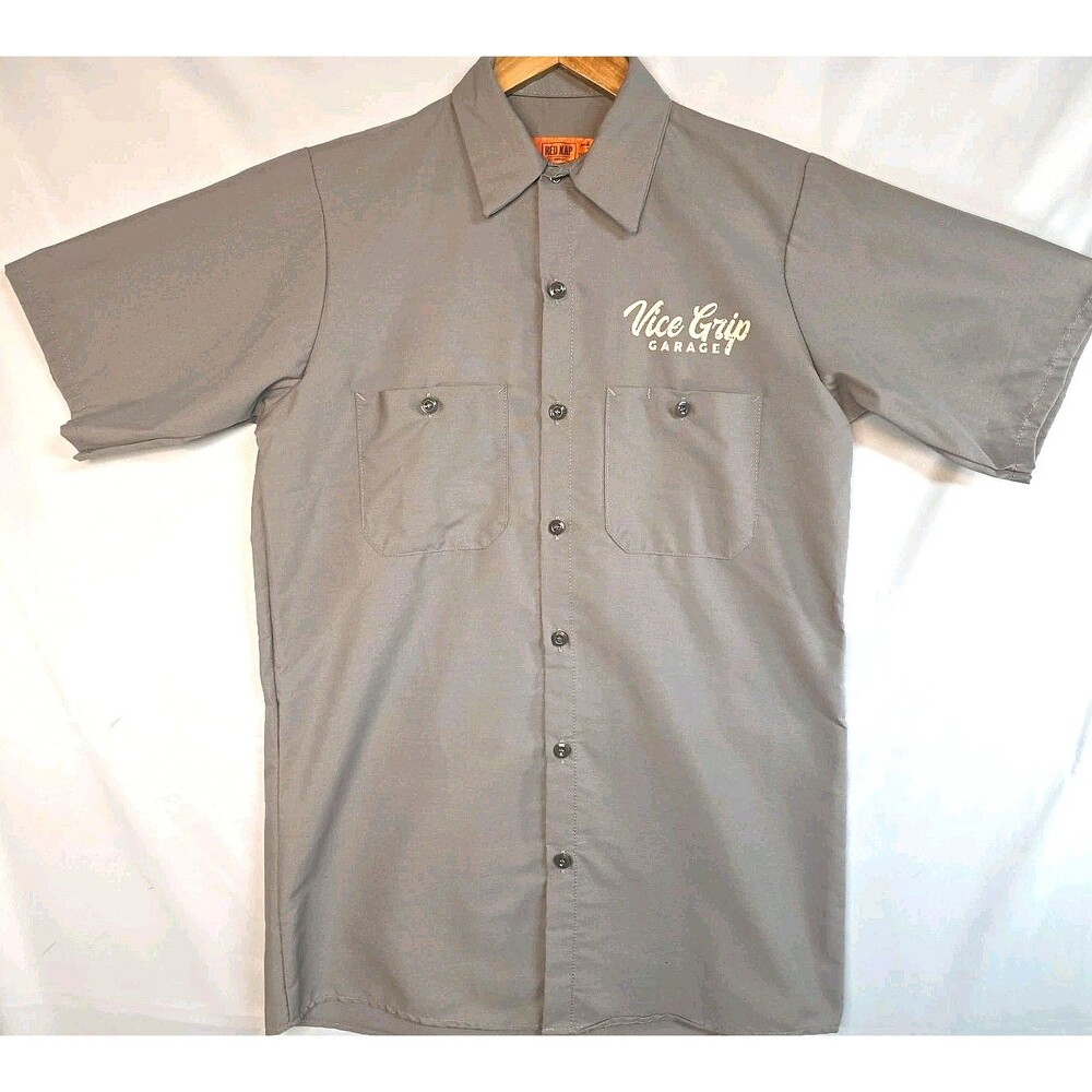 Vice Grip Garage Work Shirt S Red Kap Good Enough Performance Mechanic Gray